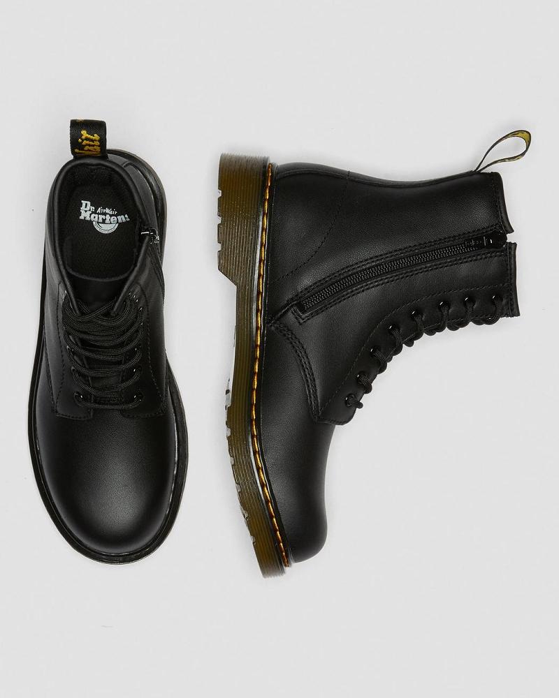 Black Kids' Dr Martens Youth 1460 Softy T Leather Lace Up Boots | CA 715MQZ